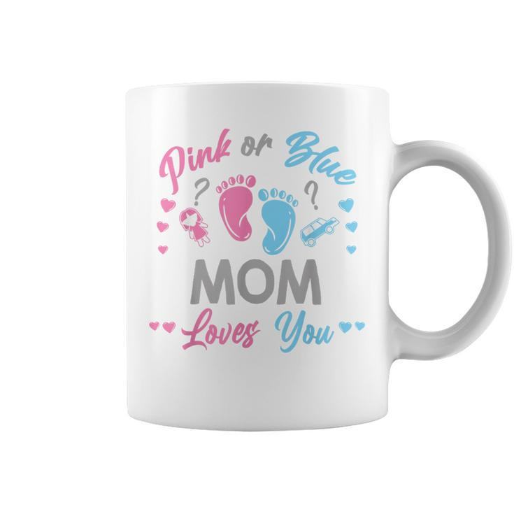 Pink Or Blue Mom Loves You Gender Reveal Coffee Mug