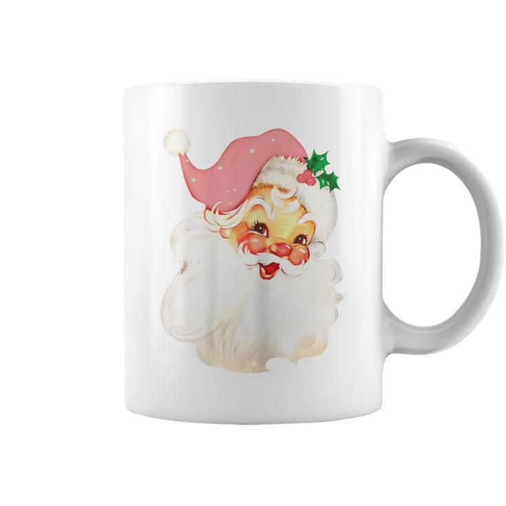 Pink Santa For Girls Christmas Retro Holiday Vintage Coffee Mug