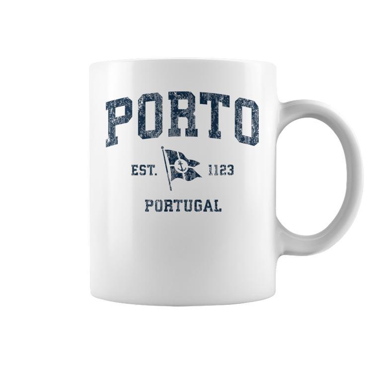 Porto Portugal Vintage Sports Navy Boat Anchor Flag Coffee Mug