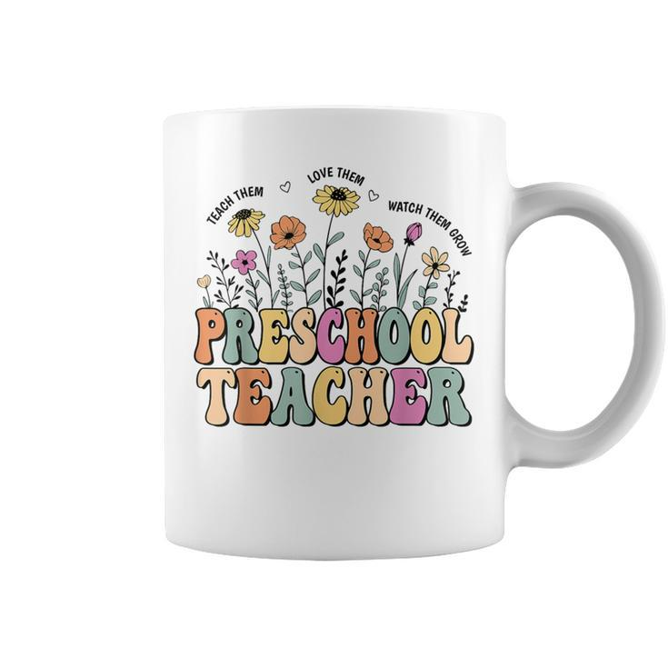 Preschool Teacher Wildflower Groovy Teacher Back To School Coffee Mug