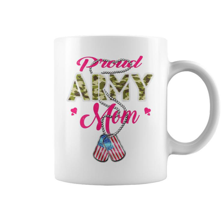 Proud Army Mom Us Flag Camo Dog Tags Military Mother Coffee Mug