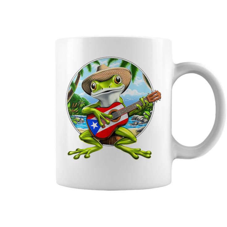Puerto Rico Coqui Frog Playing Guitar Taino Boricua Coffee Mug