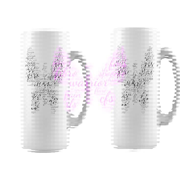 Purple Butterfly Fibro Warrior Awareness Word Cloud Spoonie Coffee Mug