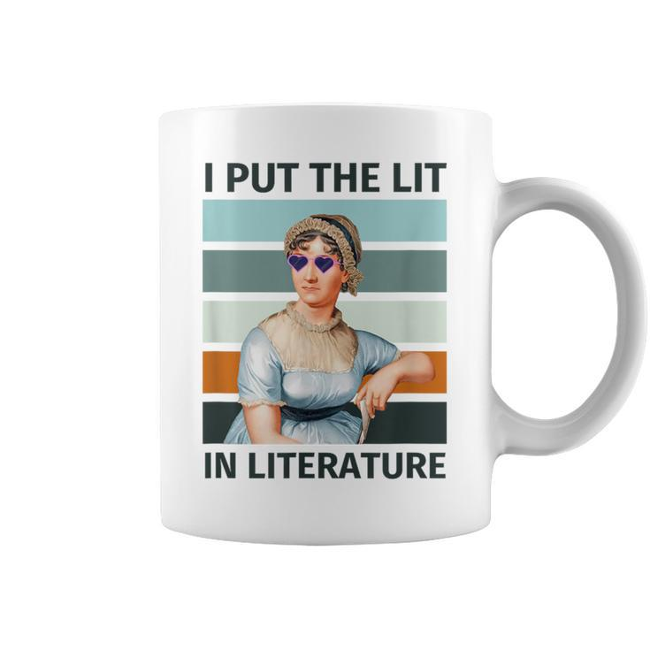 I Put The Lit In Literature Vintage Jane Austen Sunglasses Coffee Mug