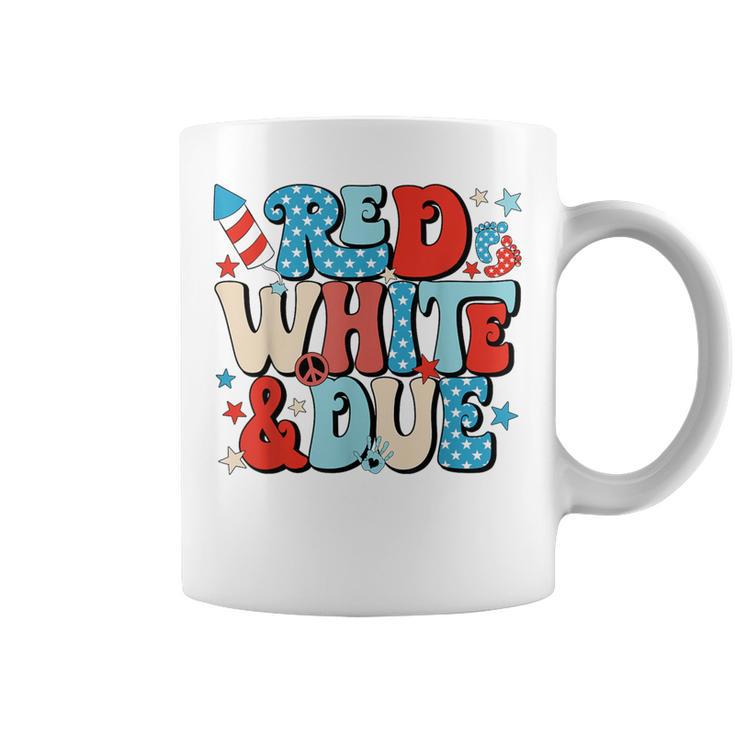 Red White And Due Retro Cute 4Th Of July Pregnancy Patriotic Coffee Mug