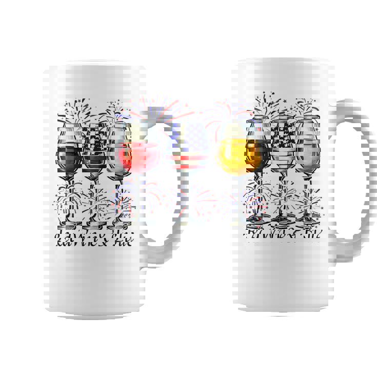 Red Wine & Blue 4Th Of July Wine Glasses American Usa Flag Coffee Mug