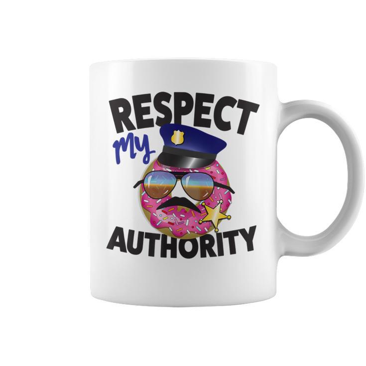 Respect My Authority Cop With Sunglasses Donut Coffee Mug