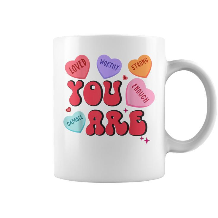 Retro Candy Heart Teacher Valentine's Day You Enough Coffee Mug