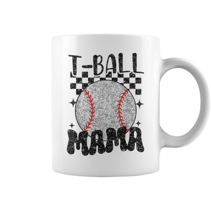 Retro Checkered Ball Mama T-Ball Mom Sports Mother's Day Coffee Mug