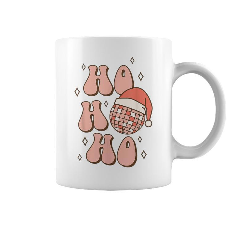 Retro Christmas Disco Ball Groovy Ho Ho Ho Santa Hat Xmas Coffee Mug