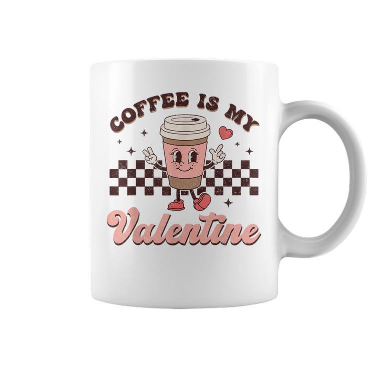 Retro Groovy Coffee Is My Valentine Day Coffee Lover Womens Coffee Mug