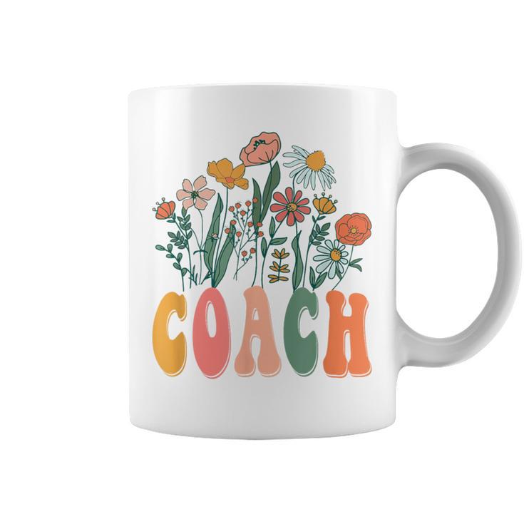 Retro Groovy Floral Coach Wildflower For Women Coffee Mug