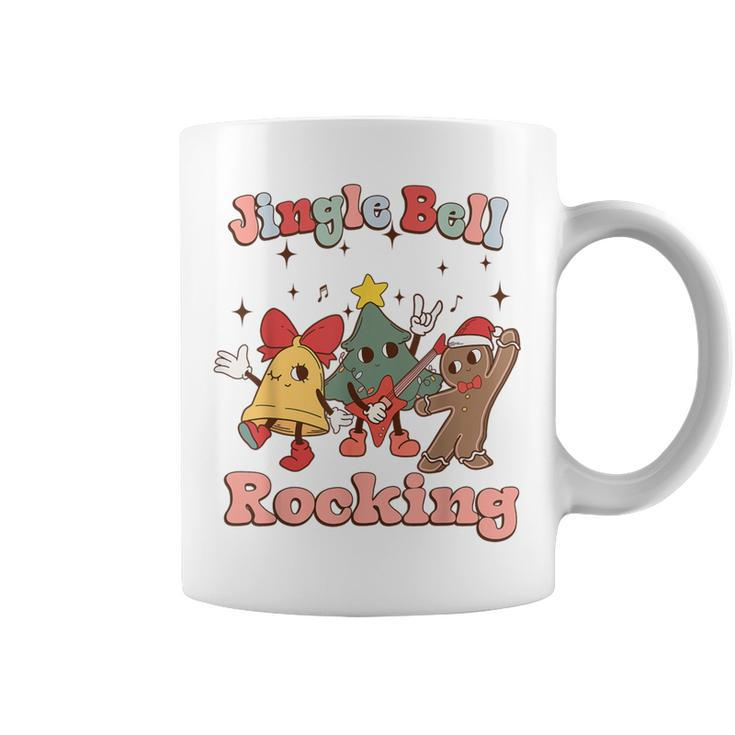 Retro Groovy Jingle Rock Bell Merry Christmas Hippie Outfit Coffee Mug