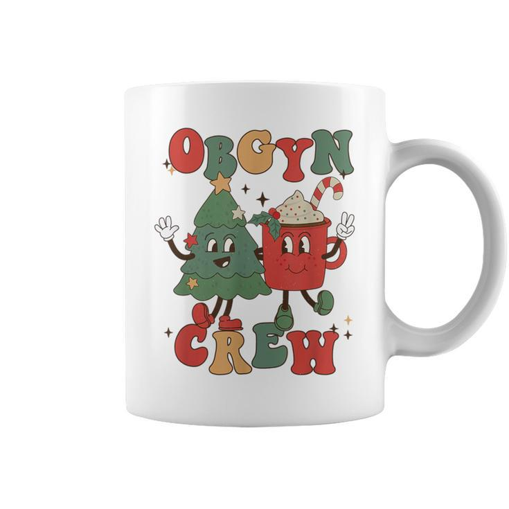 Retro Groovy Obgyn Crew Christmas Tree Latte Drink Ob Gyn Coffee Mug