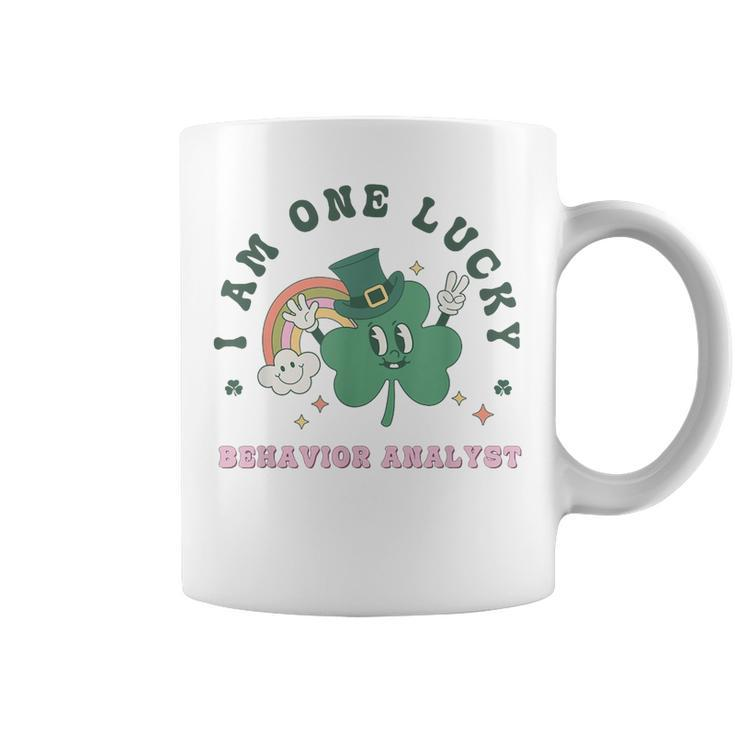 Retro Lucky Behavior Analyst St Patrick's Day Rainbow Bcba Coffee Mug