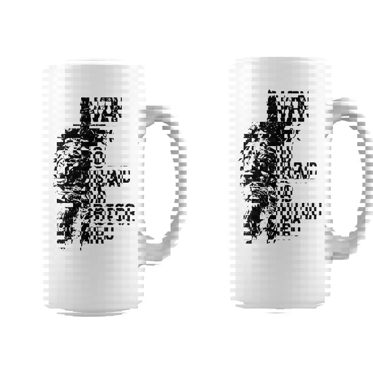 Retro Man Of God Husband Dad Protector Hero Dad Christian Coffee Mug