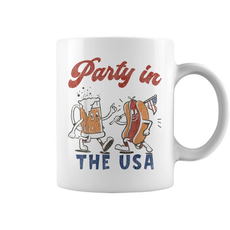 Retro Party In The Usa Beer Hot Dog Lover 4Th Of July Coffee Mug