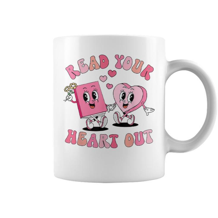 Retro Read Your Heart Out Valentine's Day Teacher Book Lover Coffee Mug