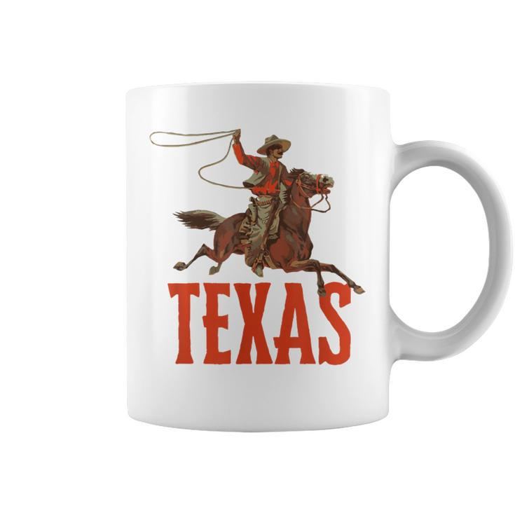 Retro Roping Cowboy & Bronco Texas Coffee Mug