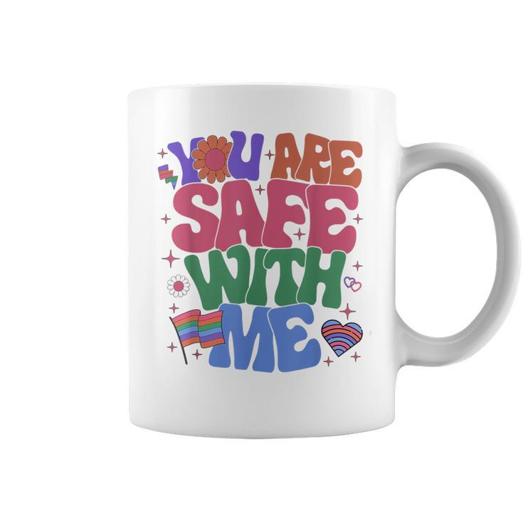 Retro You Are Safe With Me Lgbt Friendly Equality Pride Ally Coffee Mug