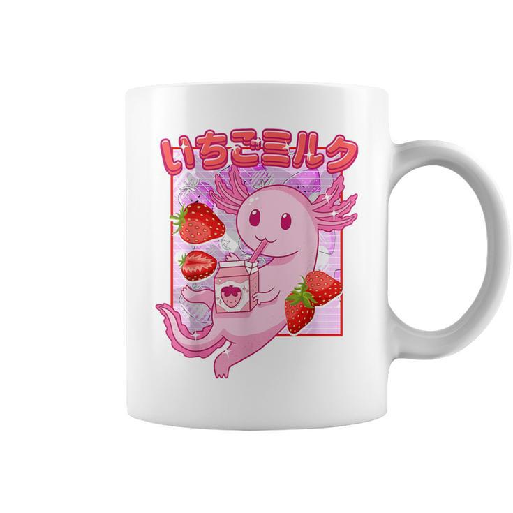 Retro Strawberry Milk Anime Kawaii Axolotl Strawberry Milk Pink Tassen