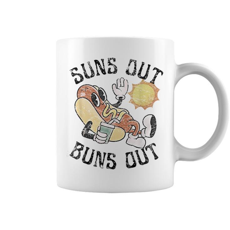 Retro Suns Out Buns Out Cute Hot Dog Bbq Fourth Of July Coffee Mug