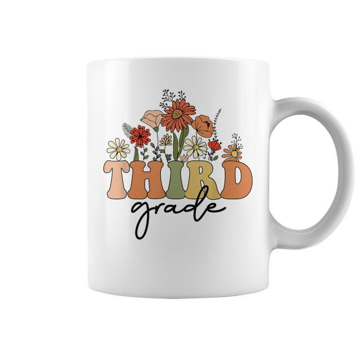 Retro Wildflowers Third Grade Teacher Student Back To School Coffee Mug