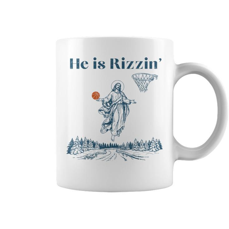 He Is Rizzin' Jesus Christian Religious Basketball Easter Coffee Mug