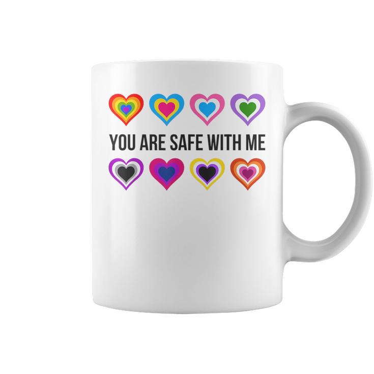 You Are Safe With Me Lesbian Trans Bi Pansexual Non Binary Coffee Mug