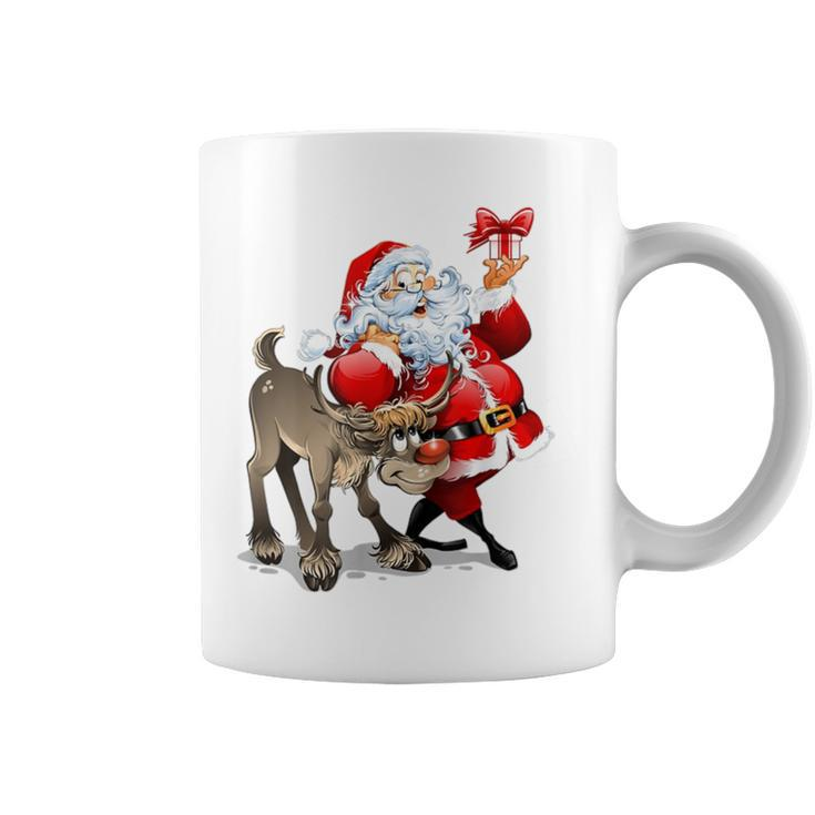 Santa Claus & Rudolph Red Nosed Reindeer Christmas Coffee Mug