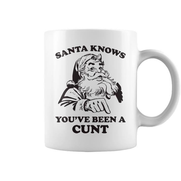 Santa Knows You've Been A Cunt Retro Christmas Xmas Coffee Mug