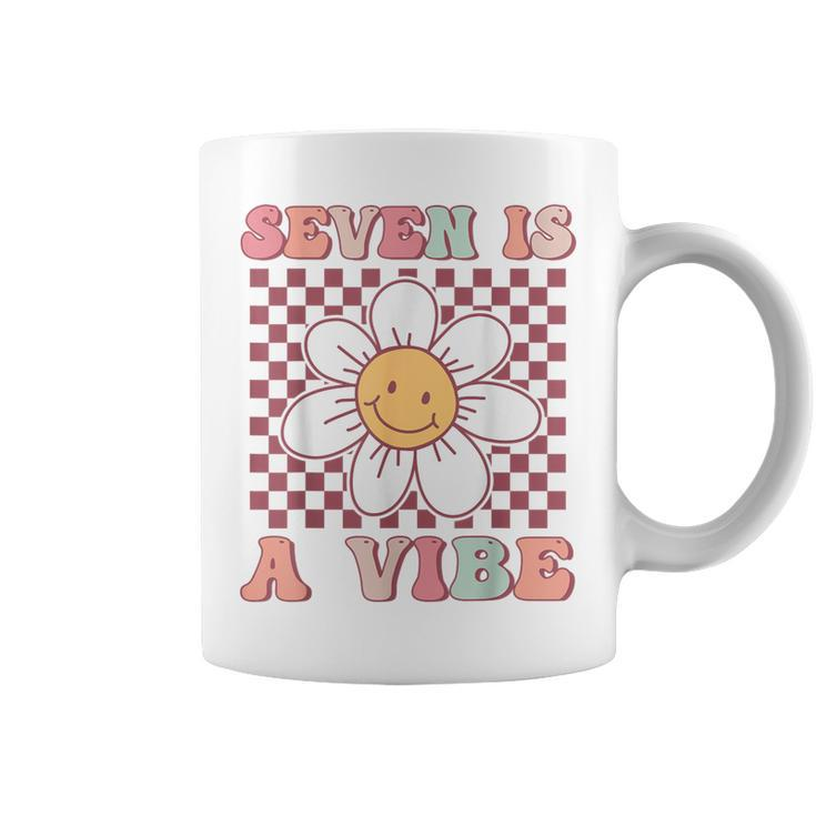 Seven Is A Vibe Cute Groovy 7Th Birthday Party Daisy Flower Coffee Mug