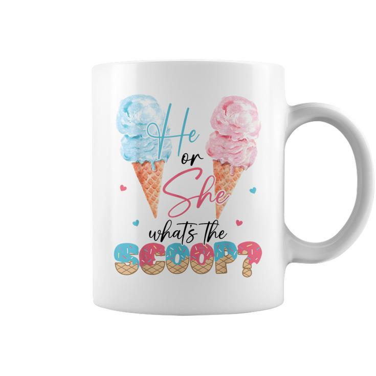 He Or She What's The Scoop Ice Cream Gender Reveal Party Coffee Mug