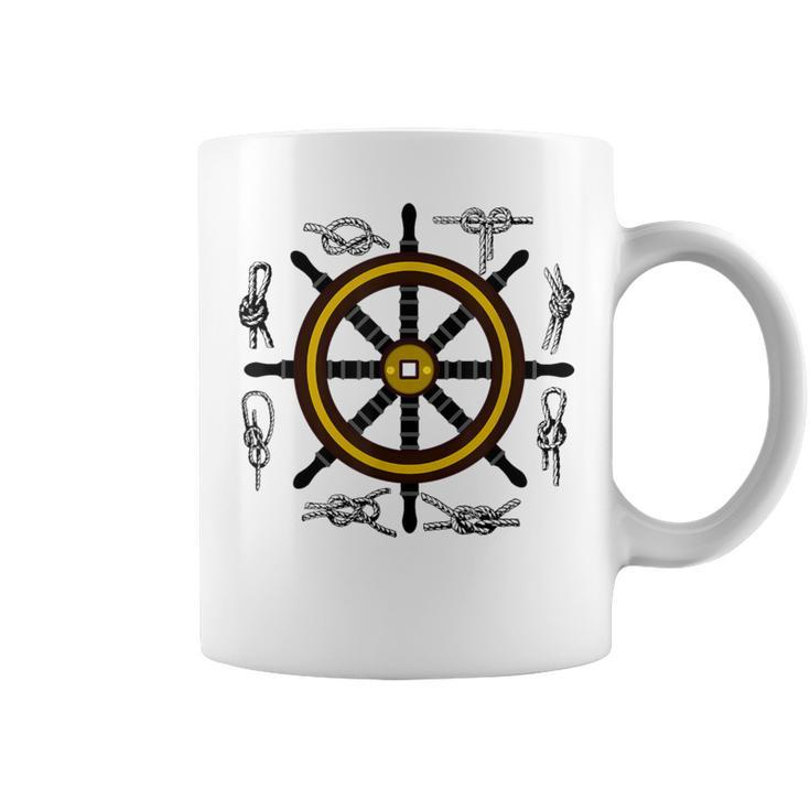 Ships Wheel & Rope Knots Sailors Nautical Yachting Coffee Mug