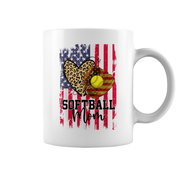 Softball Mom American Flag Patriotic 4Th Of July Women Coffee Mug