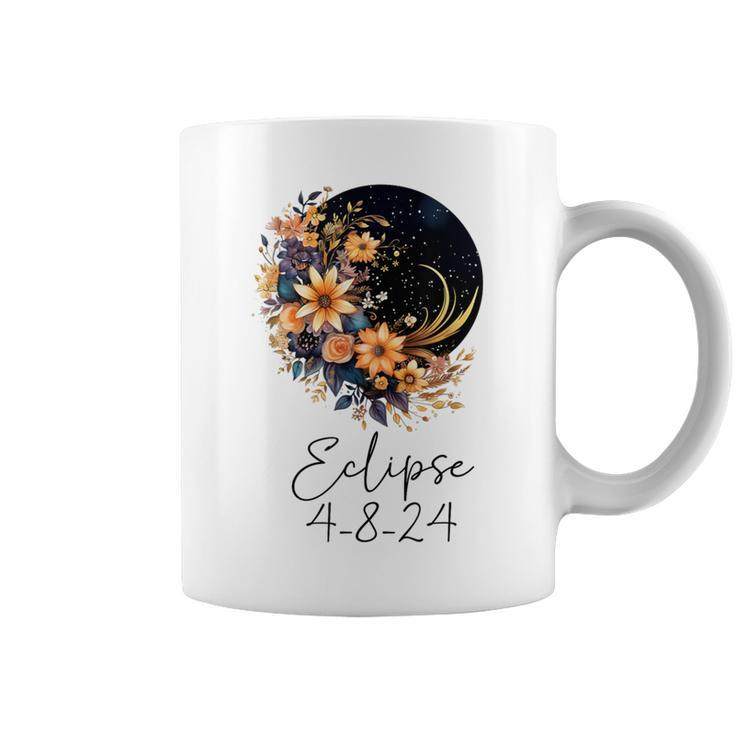 Solar Eclipse With Floral Flowers Coffee Mug