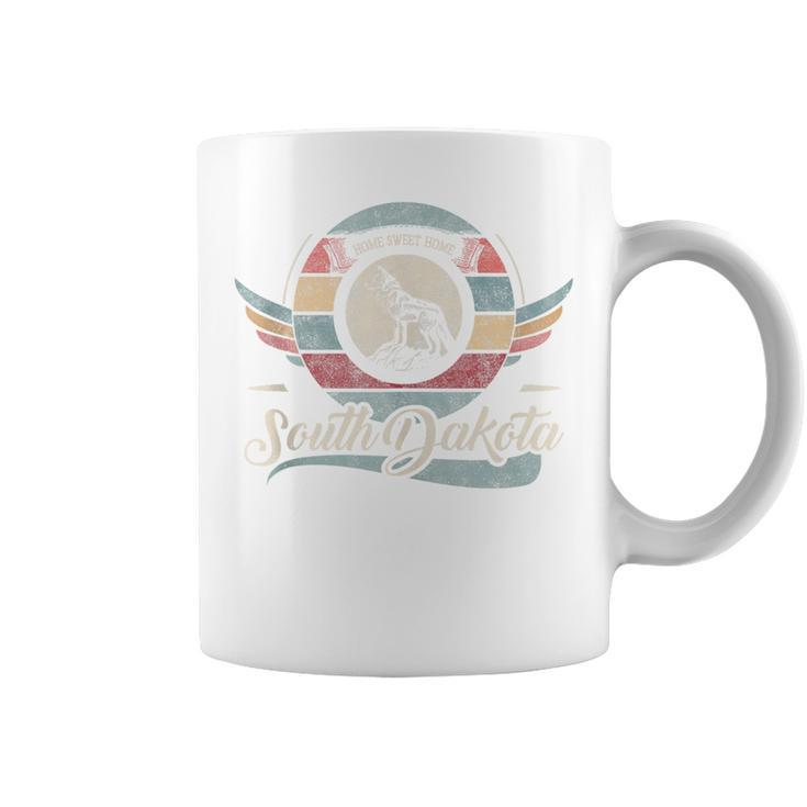 South Dakota Vintage State Animal Coyote Sweet Home Boho Coffee Mug