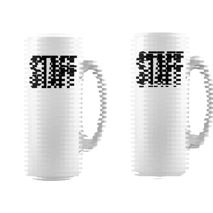 Staff Atrás Negro Texto Uniforme Para Adultos Blanco Taza de café