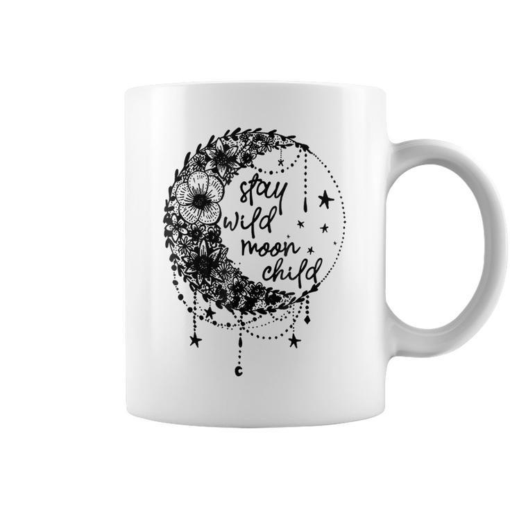 Stay Wild Flower Child Crescent Moon Hippie Coffee Mug