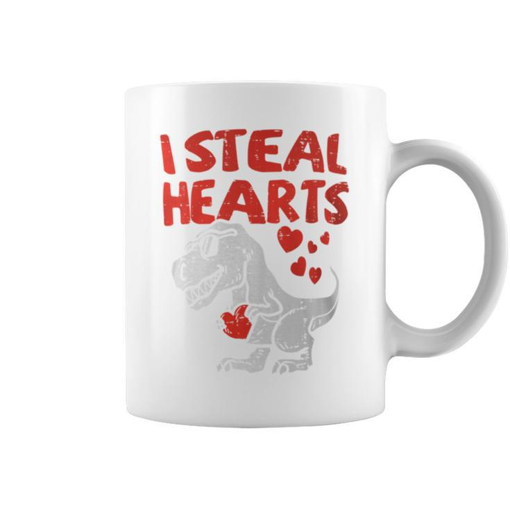 I Steal Hearts Trex Dino Baby Boy Valentines Day Toddler Coffee Mug