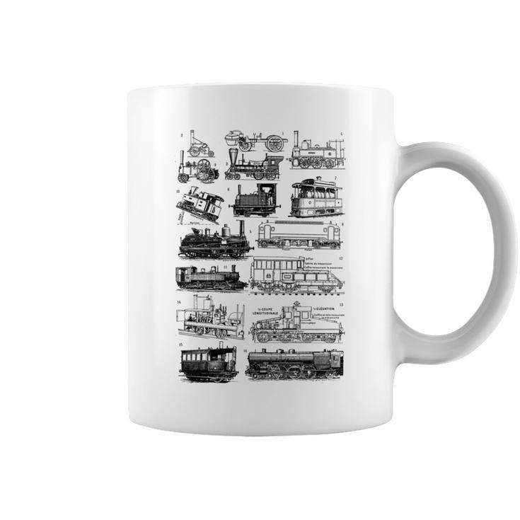 Steam Engine Train Steam Train Locomotive Vintage Chart Coffee Mug