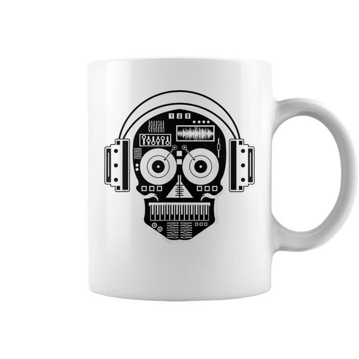 Sugarskull Dj Table Skull Disc Jockey Headphones Coffee Mug