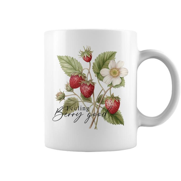 Summer Flower Strawberries Nature Lover Floral Wildflower Coffee Mug