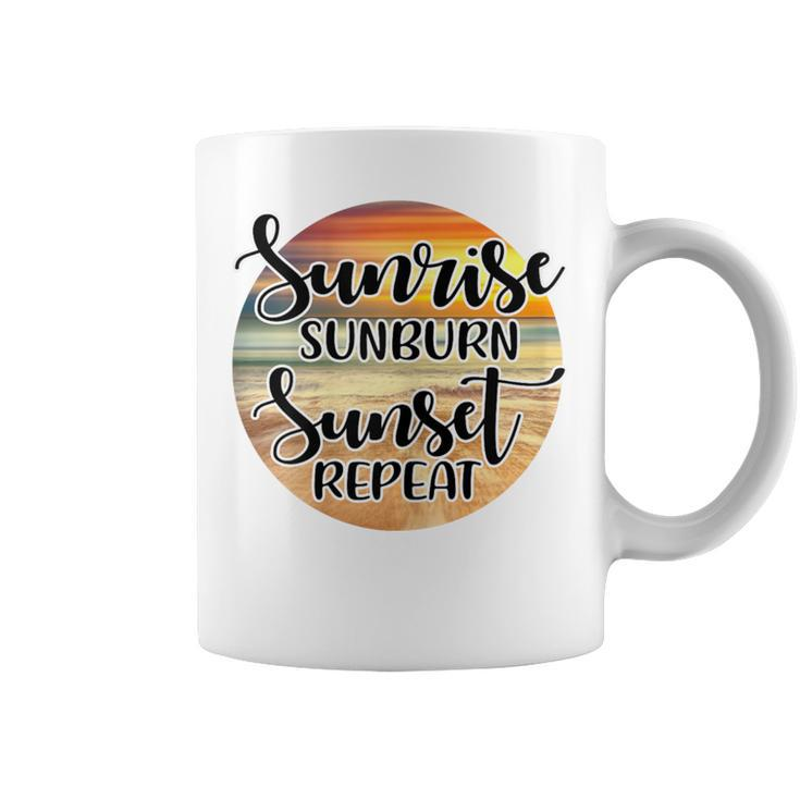 Sunrise Sunburn Sunset Repeat Beach Summer Vacation Coffee Mug