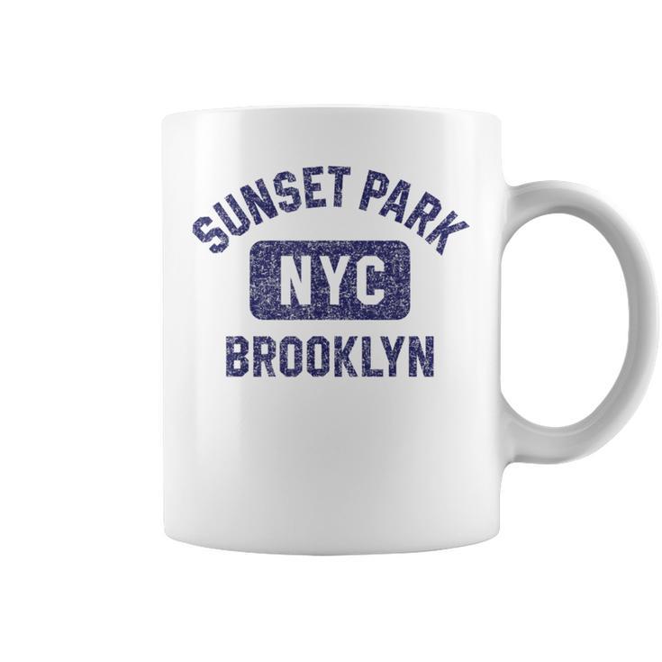 Sunset Park Nyc Gym Style Distressed Navy Blue Print Coffee Mug