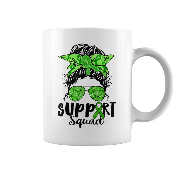 Support Squad Messy Bun Green Ribbon Mental Health Awareness Coffee Mug