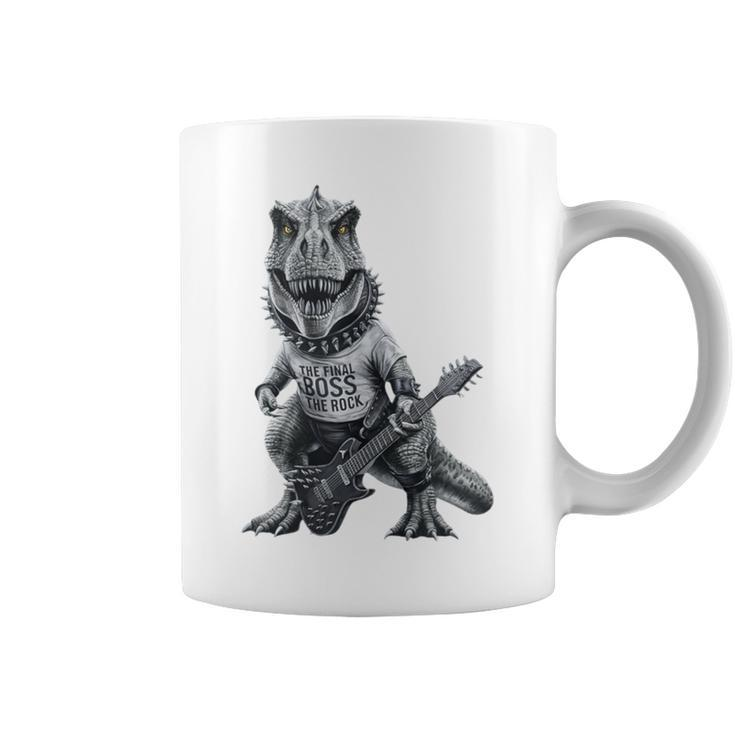 T-Rex Final BossThe Rock Vintage Music Dinosaur Coffee Mug