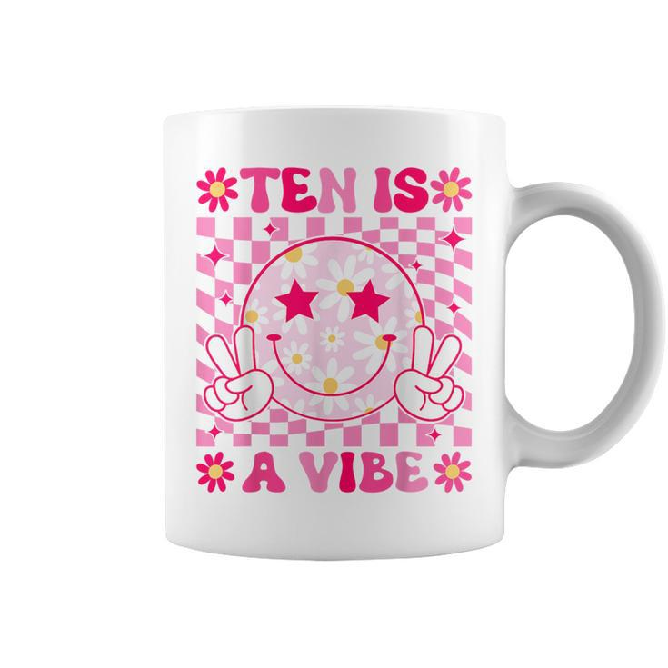 Ten Is A Vibe Birthday Groovy 10 Year Old Girl 10Th Birthday Coffee Mug