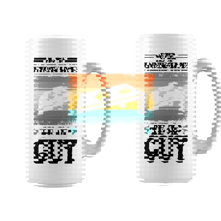 Never Underestimate The Old Guy Sack Toss Cornhole Coffee Mug