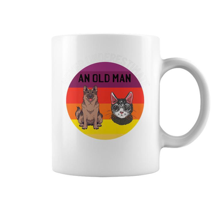 Never Underestimate An Old Man With German Shepherd Cat Coffee Mug